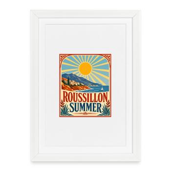 Roussillon Été Vintage - Affiche encadrée (27 × 37 cm) - blanc - Devant
