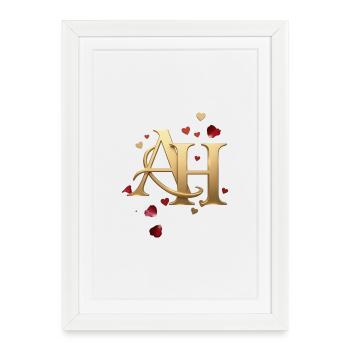Fontaine dorée en forme de cœur AH - Affiche encadrée (27 × 37 cm) - blanc - Devant