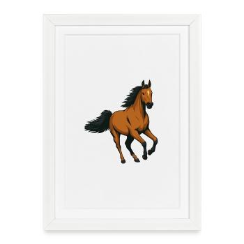 Galloping Amber Stallion - Framed poster (27 × 37 cm) - white - Front