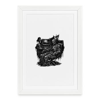 Monday morning in the office: Rotting on the laptop - Framed poster (27 × 37 cm) - white - Front