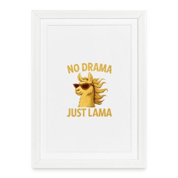 Pas de drame, juste un lama - Affiche encadrée (27 × 37 cm) - blanc - Devant