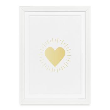 Cœur du soleil doré - Affiche encadrée (27 × 37 cm) - blanc - Devant