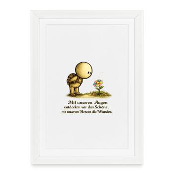 Der kleine Gedanke | Blumen Motiv - Gerahmtes Poster (27 × 37 cm) - Weiß - Vorne