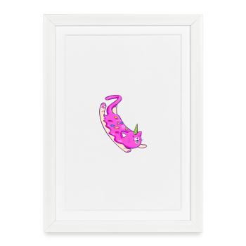 Chat Licorne Doux Neige - Affiche encadrée (27 × 37 cm) - blanc - Devant