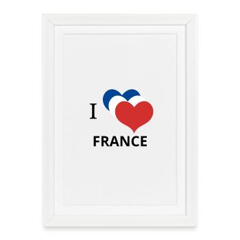 i love FRANCE typography design logo - Framed poster (27 × 37 cm) - white - Front