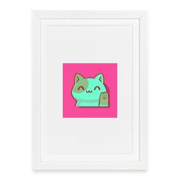 Maneki, Chat Porte-Bonheur, Chat Agité, Kawaii, Japon - Affiche encadrée (27 × 37 cm) - blanc - Devant