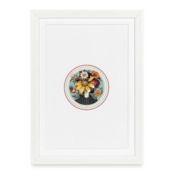 Portrait de fleur avec accent de la nature - Affiche encadrée (27 × 37 cm) - blanc - Devant