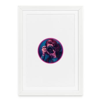 Photographer with retro video glamour - Framed poster (27 × 37 cm) - white - Front