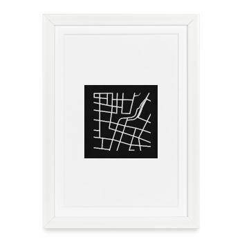 Geometric city map with line - Framed poster (27 × 37 cm) - white - Front