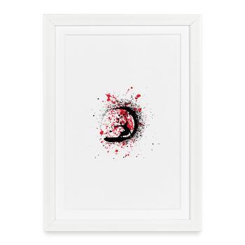 Surfeur sur tâches rouges et noir  - Affiche encadrée (27 × 37 cm) - blanc - Devant