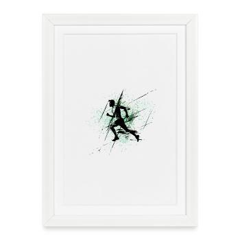 Coureur en spray vert - Affiche encadrée (27 × 37 cm) - blanc - Devant