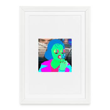 Dame à la Sucette - Affiche encadrée (27 × 37 cm) - blanc - Devant