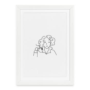 Vampire buvant du café - Affiche encadrée (27 × 37 cm) - blanc - Devant