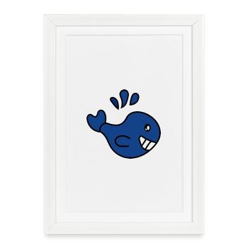 WHALE. FISH. APRIL FOOL. HOLIDAY. SUMMER. - Framed poster (27 × 37 cm) - white - Front