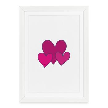 Cœurs roses - Affiche encadrée (27 × 37 cm) - blanc - Devant