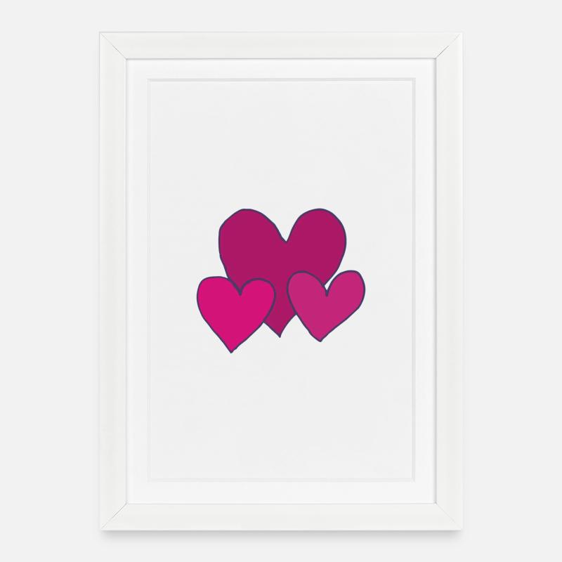 Cœurs roses - Affiche encadrée (27 × 37 cm) - blanc