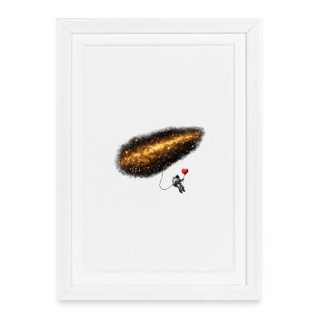 Astronaute dans le cosmos avec un ballon en forme de cœur - Affiche encadrée (27 × 37 cm) - blanc - Devant
