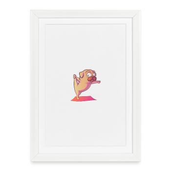 Hundeyoga Spaß und bunt - Gerahmtes Poster (27 × 37 cm) - Weiß - Vorne