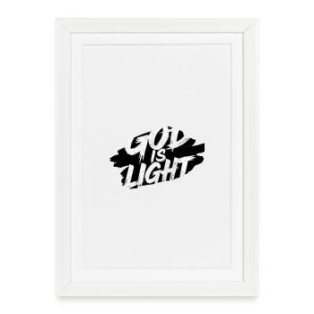 Dieu est Lumière — Typographie Brusque - Affiche encadrée (27 × 37 cm) - blanc - Devant