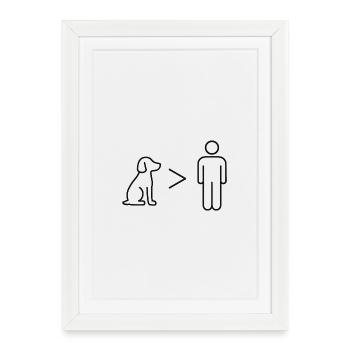 Les chiens au-dessus des hommes - Design by Vany écrit - Affiche encadrée (27 × 37 cm) - blanc - Devant