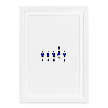 Figures bleues stylisées - Affiche encadrée (27 × 37 cm) - blanc - Devant