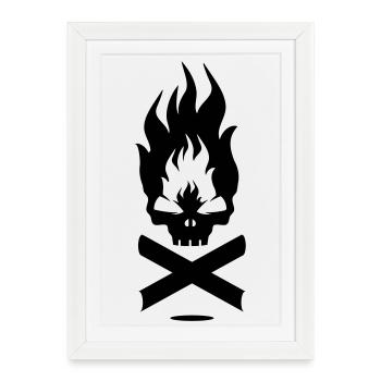Un symbole du feu avec le crâne - Affiche encadrée (27 × 37 cm) - blanc - Devant
