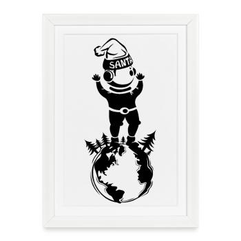 Symbole du Père Noël Icône d’illustration du monde terrestre - Affiche encadrée (27 × 37 cm) - blanc - Devant