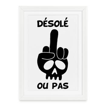 Crâne noir malpoli - Affiche encadrée (27 × 37 cm) - blanc - Devant