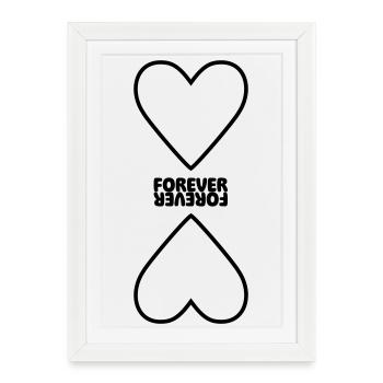 Herz Forever gespiegelt Paar Beziehung Motiv - Gerahmtes Poster (27 × 37 cm) - Weiß - Vorne
