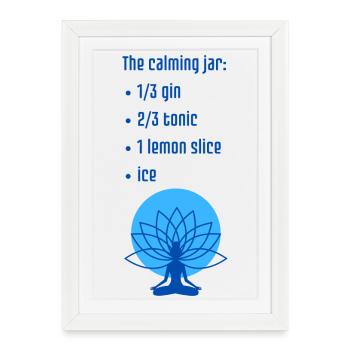 Pot apaisant bleu - un imprimé ironique et amusant - Affiche encadrée (27 × 37 cm) - blanc - Devant