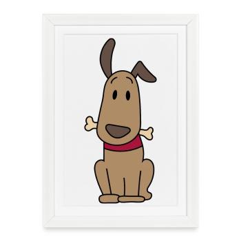Chien - Affiche encadrée (27 × 37 cm) - blanc - Devant