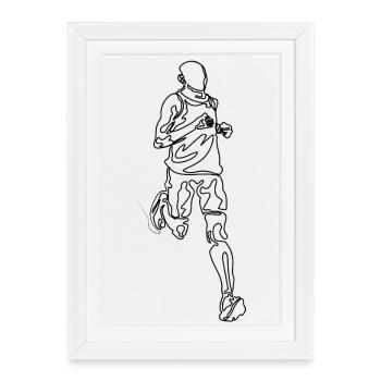running man single line doodle drawing - Framed poster (27 × 37 cm) - white - Front