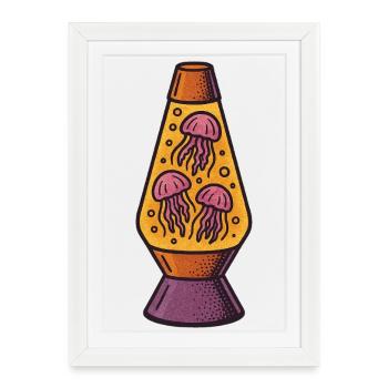 Effet lampe à lave méduse néon - Affiche encadrée (27 × 37 cm) - blanc - Devant