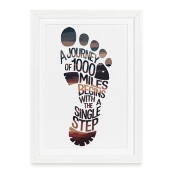 Un voyage de 1000 miles commence par le premier - Affiche encadrée (27 × 37 cm) - blanc - Devant
