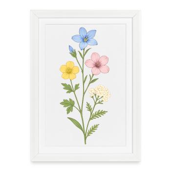 Watercolor Wildflower Trio - Framed poster (27 × 37 cm) - white - Front