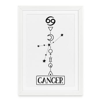 Cancer - Zodiaque du Cancer - noir - Affiche encadrée (27 × 37 cm) - blanc - Devant