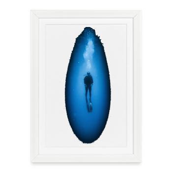 Plongeur en haute mer Aventure sous-marine Océan - Affiche encadrée (27 × 37 cm) - blanc - Devant