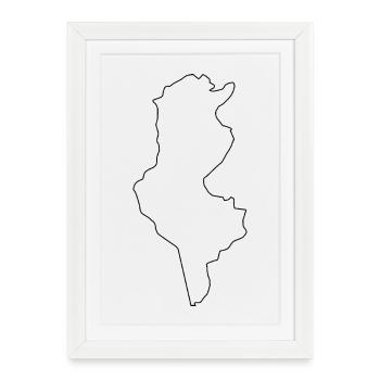 Carte panoramique de la Tunisie - Affiche encadrée (27 × 37 cm) - blanc - Devant