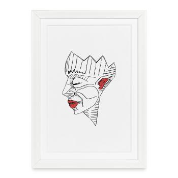 Lèvres rouges, rage silencieuse - Affiche encadrée (27 × 37 cm) - blanc - Devant