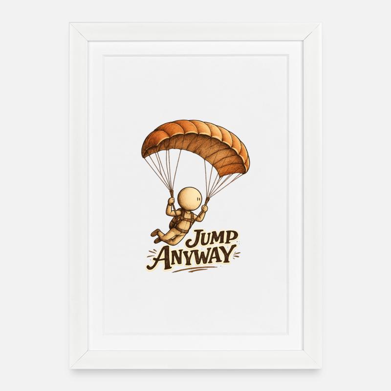 La Petite Pensée | Courage de sauter : Sauter quand même - Affiche encadrée (27 × 37 cm) - blanc