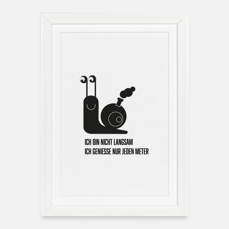 Snail with funny saying - Framed poster (27 × 37 cm) - white