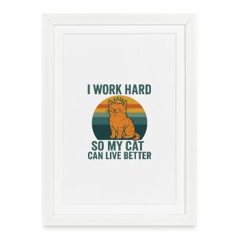 Cat royal in retro sunset - Framed poster (27 × 37 cm) - white - Front
