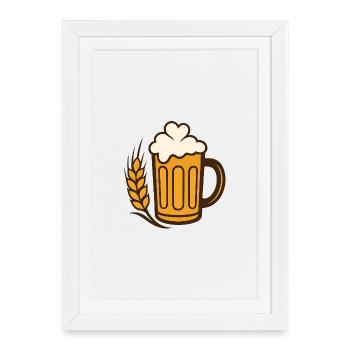 Golden beer glass with wheat - Framed poster (27 × 37 cm) - white - Front