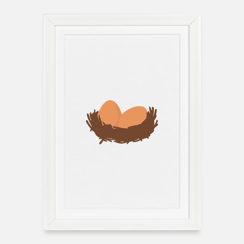 Oeufs Nid Oeufs Pâques - Affiche encadrée (27 × 37 cm) - blanc