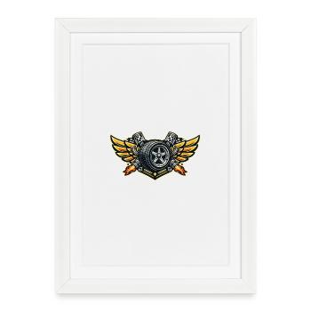 Emblème d’aileron de pneus de course - Affiche encadrée (27 × 37 cm) - blanc - Devant