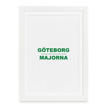 Göteborg Majorna – Design vert-noir - Affiche encadrée (27 × 37 cm) - blanc - Devant