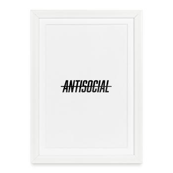 Antisocial Bold Typo Streetwear - Framed poster (27 × 37 cm) - white - Front