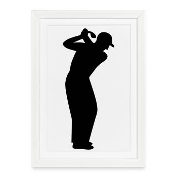 Golfer beim Abschlag - Gerahmtes Poster (27 × 37 cm) - Weiß - Vorne