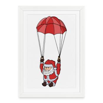 Parachuting Santa - Framed poster (27 × 37 cm) - white - Front