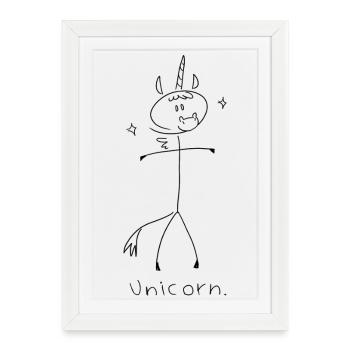 Licorne. (lignes noires) (par Leni Riosa) - Affiche encadrée (27 × 37 cm) - blanc - Devant